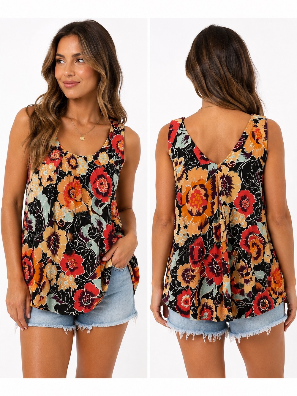 Vanessa Virginia Anthropologie NWT Floral Sleeveless Swing Top Small Rayon boho